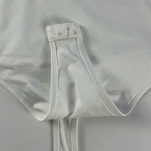 REISS Laurie Square Neck Tank Bodysuit. White. S. - Picture 8 of 13